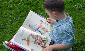 Child reading picture book