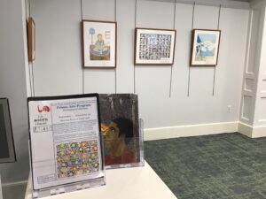 Prison Arts Project setup on the first floor of the library